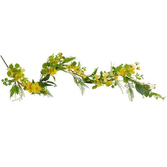 5ft. Yellow Daisy &#x26; Berry Floral Spring Garland
